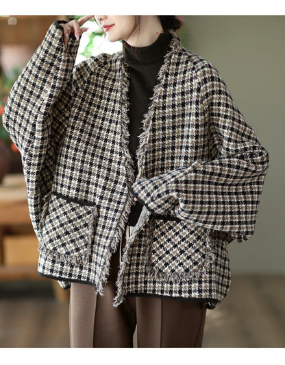 Fashionable Double-sided Woolen Short Frayed Coat