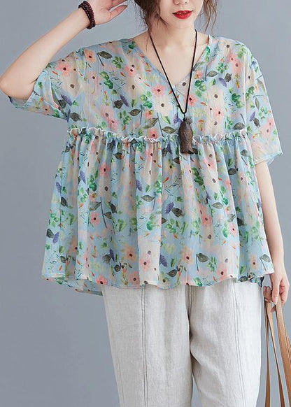 Organic V Neck Ruffles Summer Tops Ideas Blouse