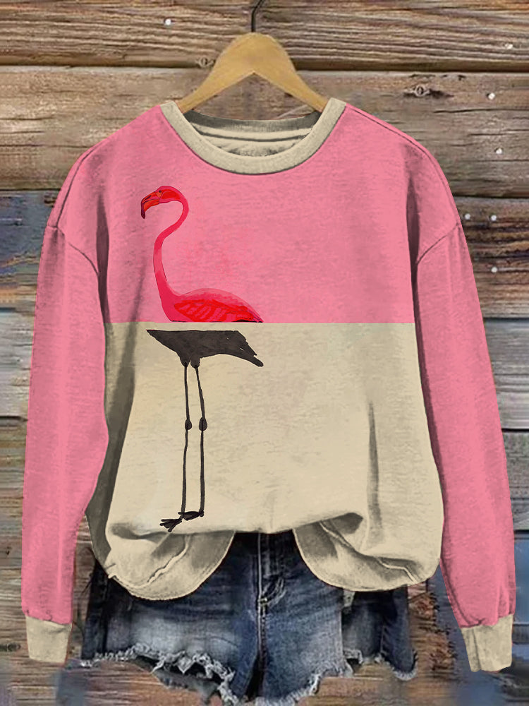 Flamingo Abstract Art Print Cozy Sweatshirt elevenforest