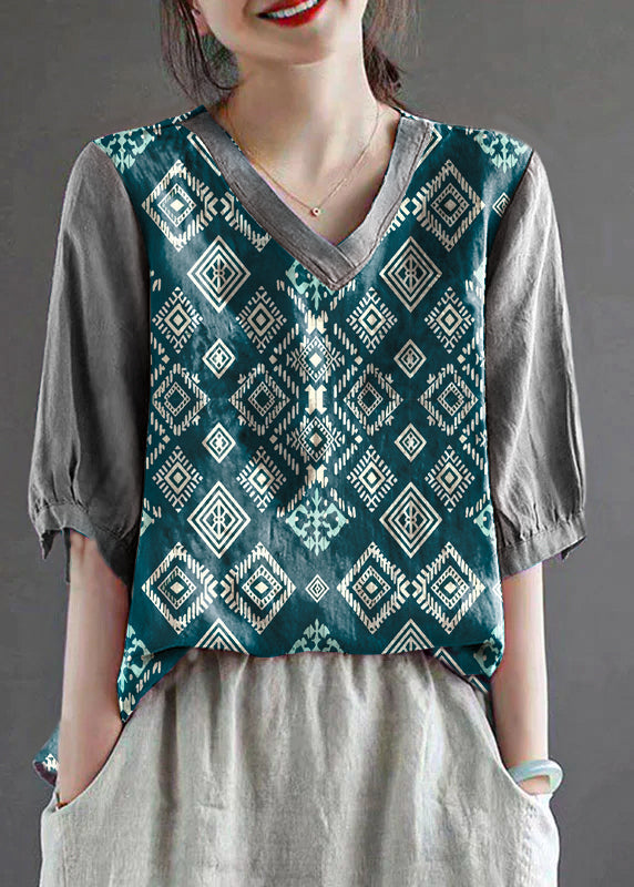 Purple V Neck Embroidered T Shirt Half Sleeve