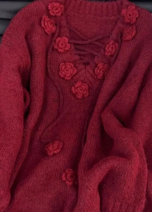 Mulberry V Neck Knit Sweater Tops Spring