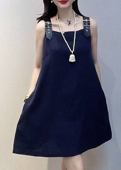 Navy Oversized Cotton Mini Dresses Summer