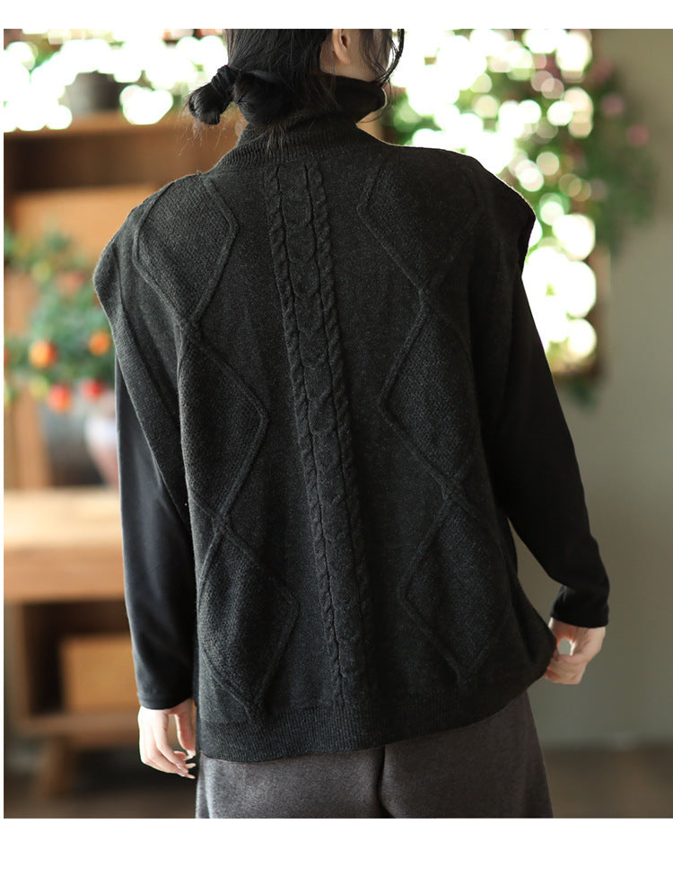 Twist Knit Turtleneck Vest