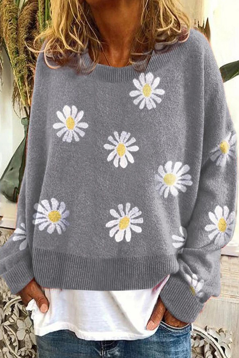 Round Neck Print Sweater