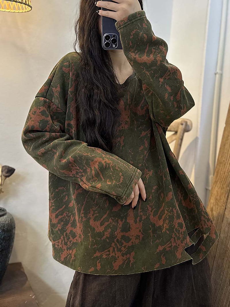 Worn Spliced Cotton Sweatshirt