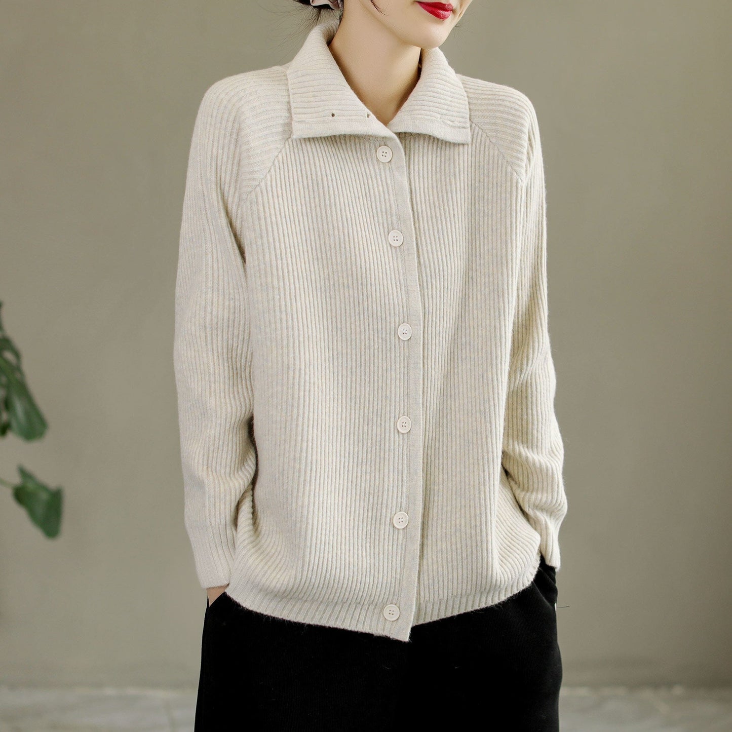 Autumn Winter Stripe Knitted Cardigan