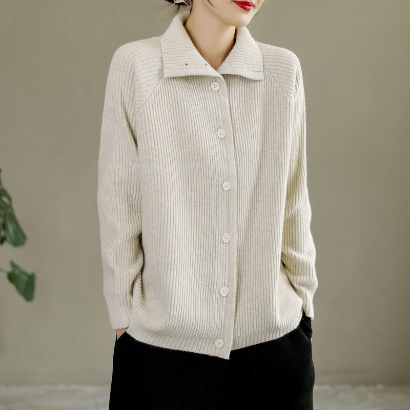 Autumn Winter Stripe Knitted Cardigan