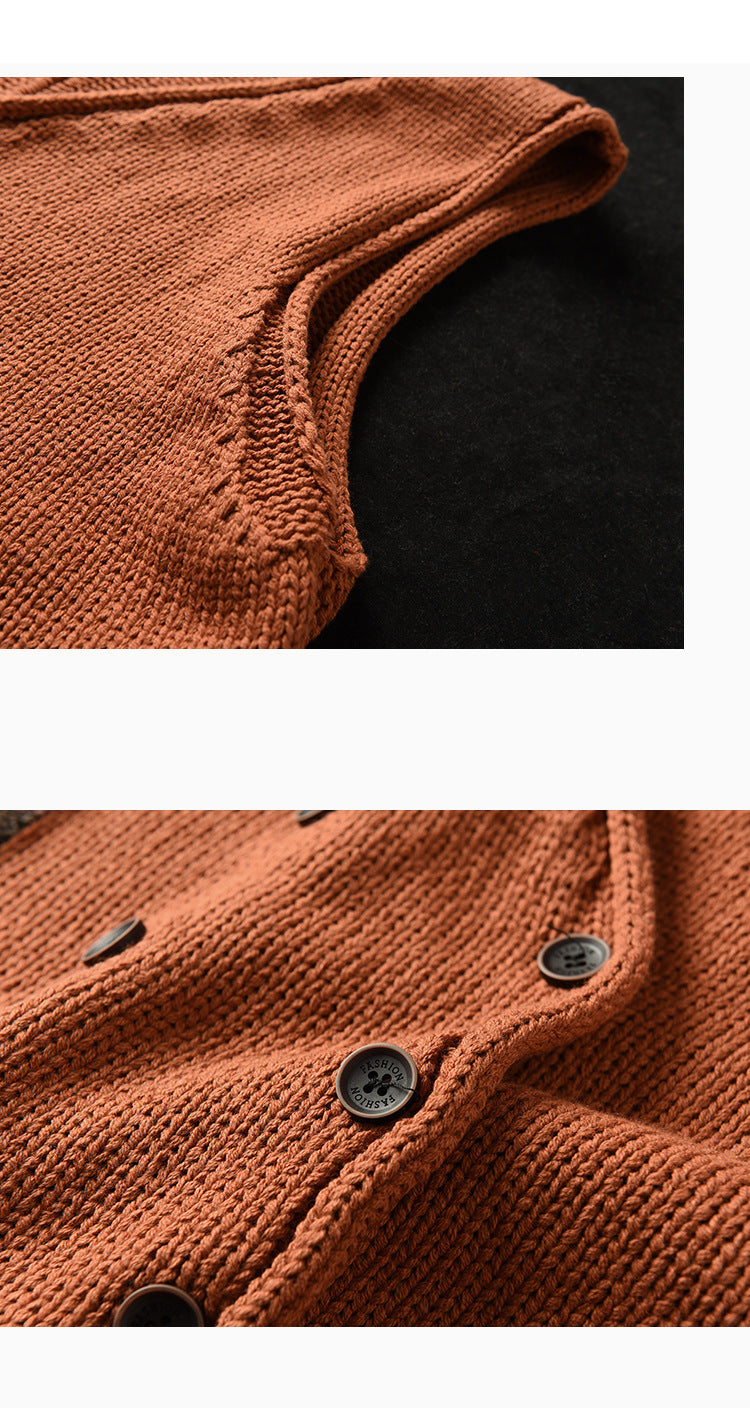 Knit Loose Double-breasted Patch Vest
