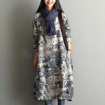Printing 100%cotton Dress Robe