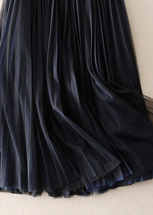 Black Zip Up Patchwork Tulle Skirt Spring