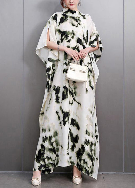 Print Long Dresses Batwing Sleeve