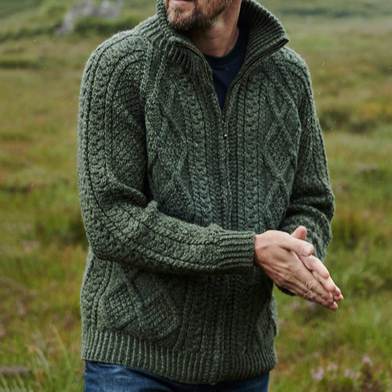 Men's Handmade Diamond Weave Aran Sweater elevenforest