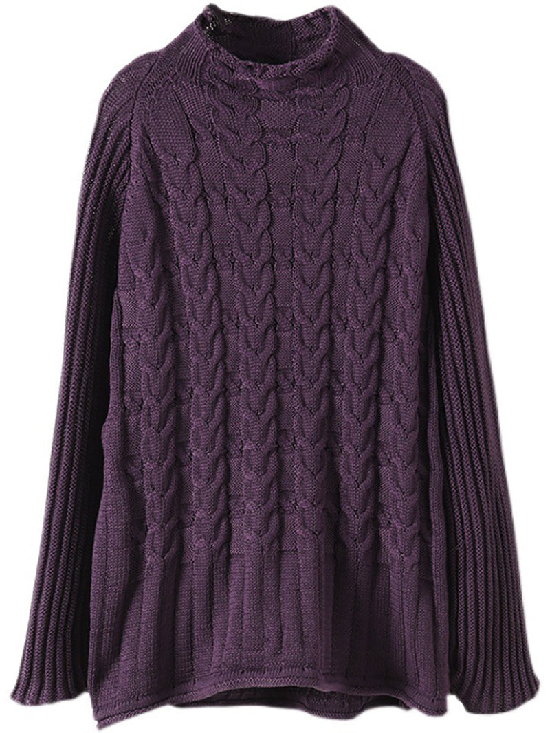 Turtleneck Knitted Color Long Sleeve Sweater