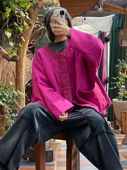 100%linen Button Short Coat