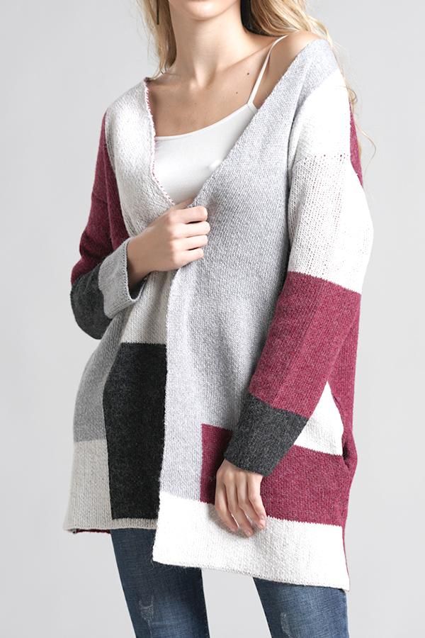 Knit Multi Color Long Sleeve Cardigan