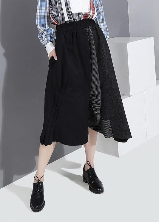 Winter Cotton Pants High Waist Patchwork Asymmetric Skirts