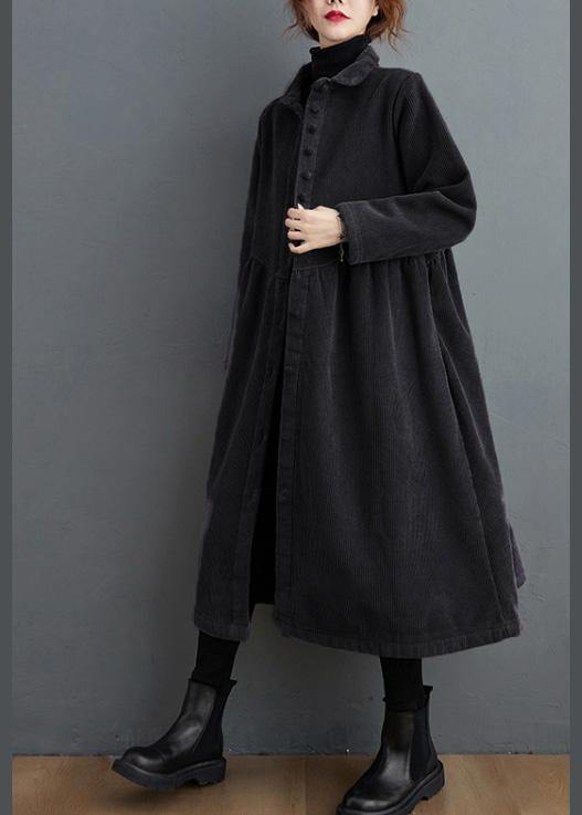 Style Thick Cinched Fine Trench Coat Black Oversized Coats