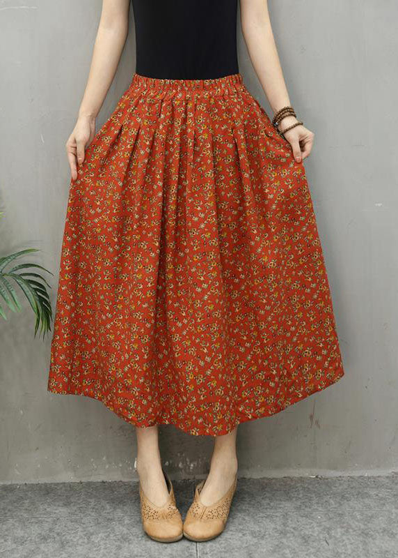 Blue Print Linen Skirts Spring