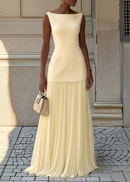 Simple Blue Wrinkled Tops and Skirts Two Pieces Set Sleeveless