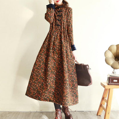 Autumn Winter Retro Plush Thicken Dress