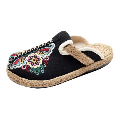 Linen Shoes Flip Flop Flats