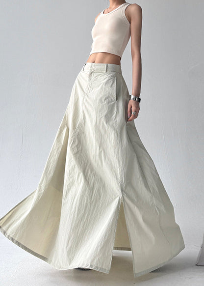 Grey Exra Large Hem Side Open a Line Skirt Summer