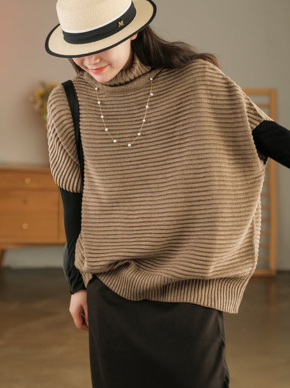 Turtleneck Half Sleeve Loose Pullover Sweater