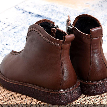 Leather Style Soft Ankle Boots ( Added Plush Styles)