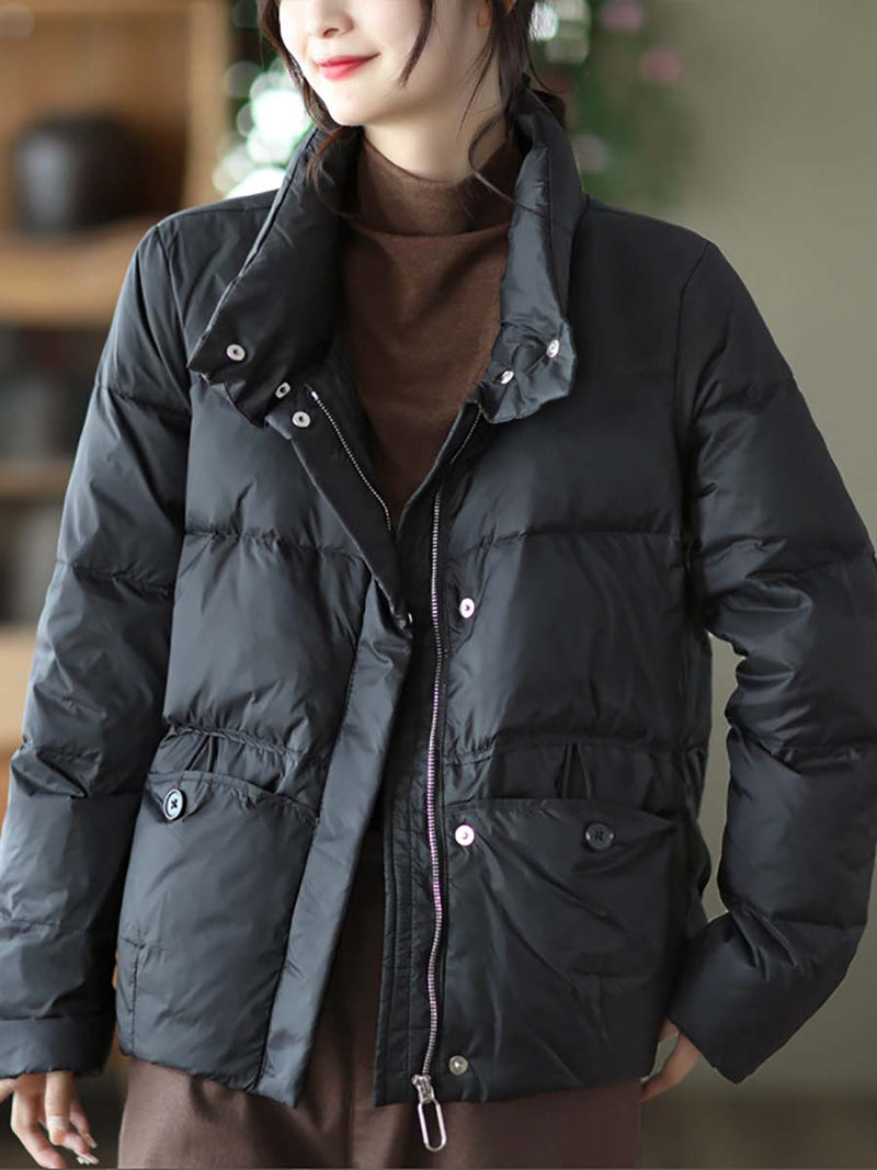 Zipper Pocket Warm Down Coat