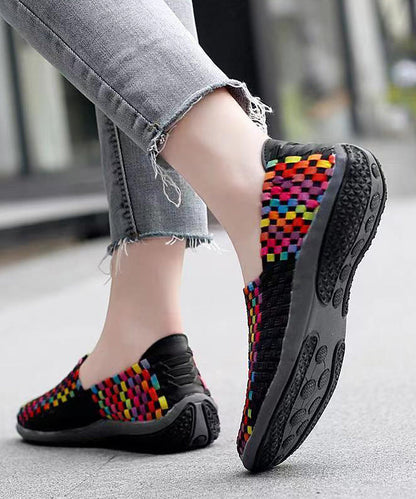 Knit Fabric Black Diy Soft Splicing Flats Shoes