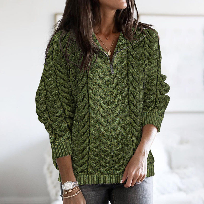 Women's Super Soft Honeycomb Half Zip Aran Sweater artswardrobe