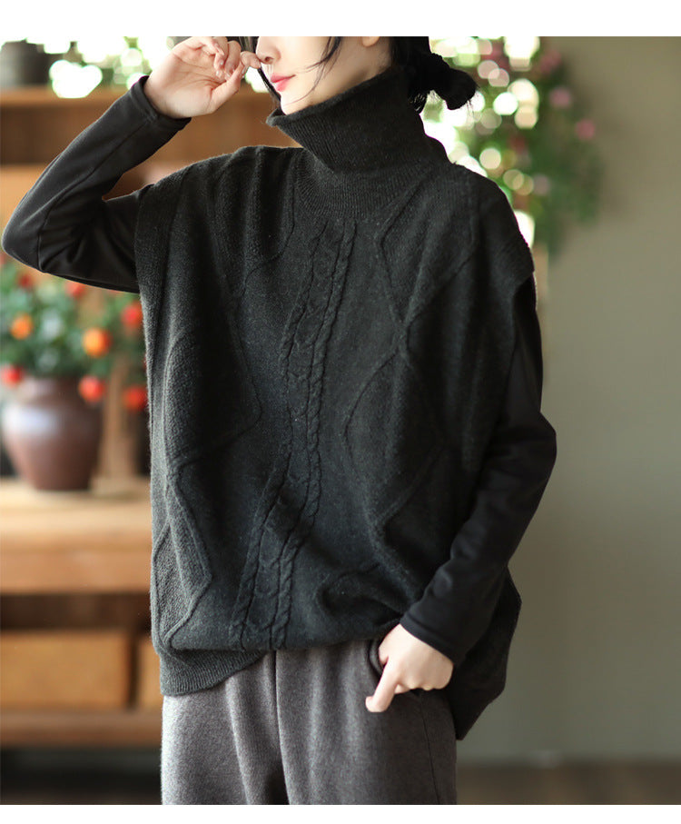 Twist Knit Turtleneck Vest