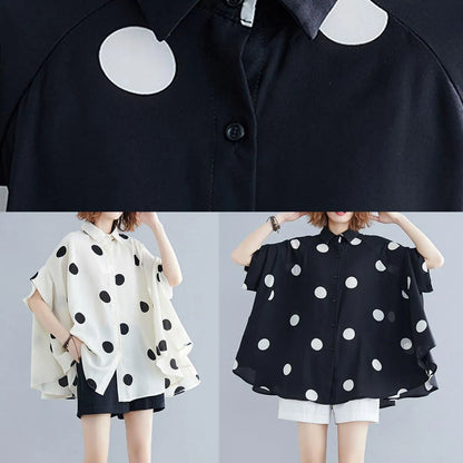 Organic Lapel Ruffles Box Top Christmas Gifts Nude Dotted Blouse