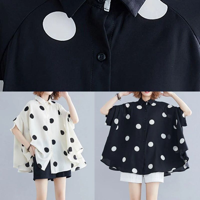 Organic Lapel Ruffles Box Top Christmas Gifts Nude Dotted Blouse