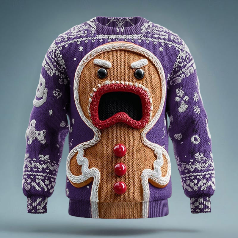 Comstylish Ugly Christmas Sweater Fun Gingerbread 3d Print Sweater