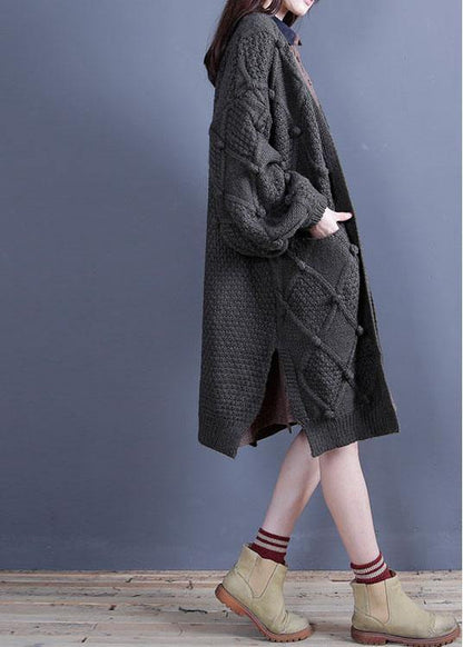 Aesthetic Fall Knit Sweat Tops Fall Green Side Open Knitted Jackets