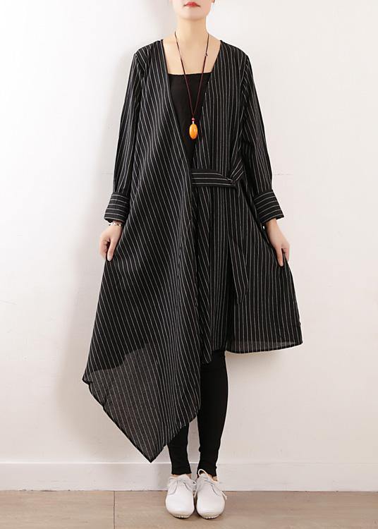 Autumn New Original Design Loose Asymmetrical Striped Shirt Cardigan Coat