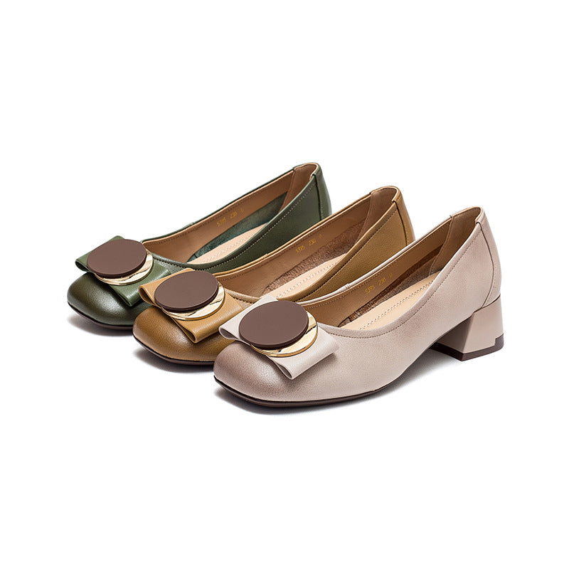 Spring Summer Retro Leather Wedge Shoes