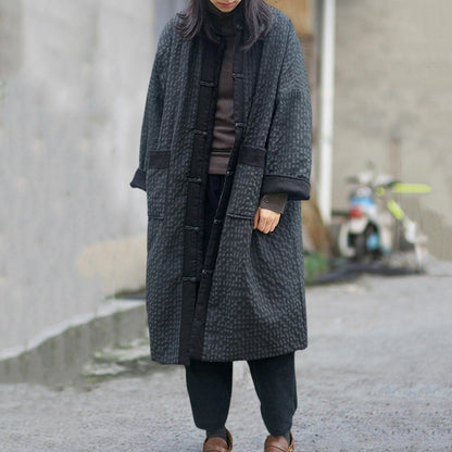 Cozy Stand Collar Original Quilted Linen Coat