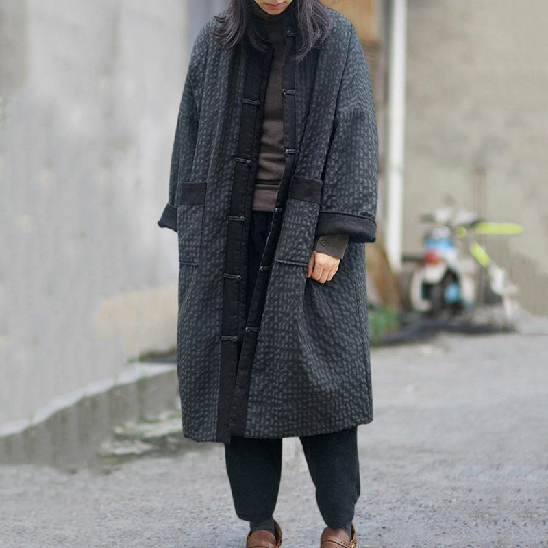 Cozy Stand Collar Original Quilted Linen Coat