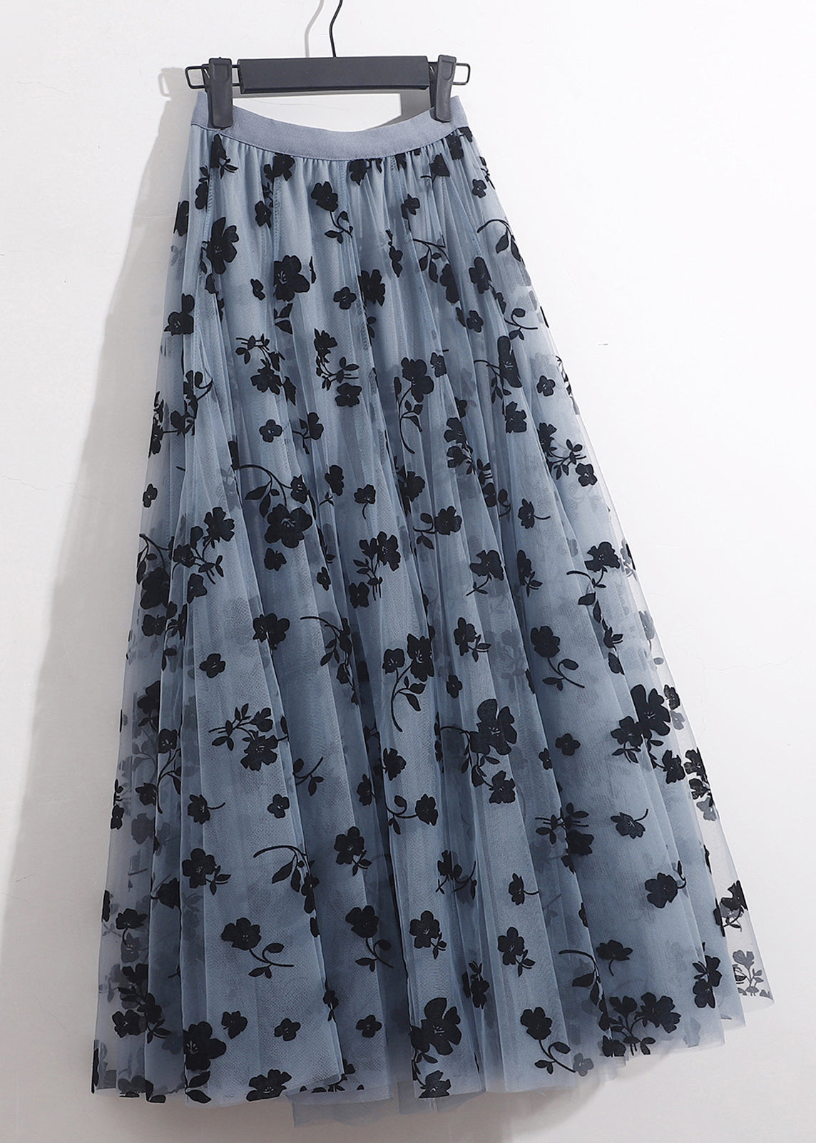 French Blue Elastic Waist Tulle Skirts Summer