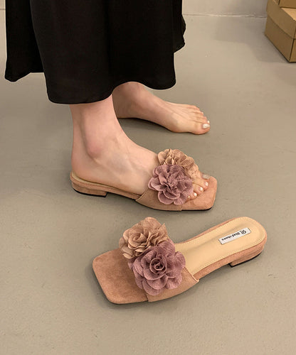 Pink Splicing Slide Sandals Peep Toe