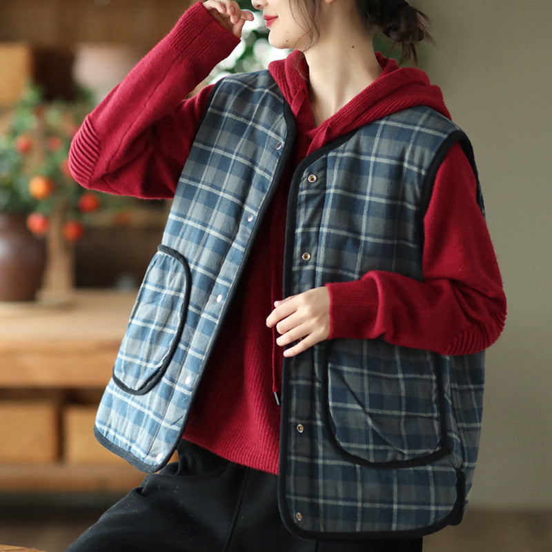 Double Sided Vest Brushed Quilted Padded Thick Sleeveless Vest