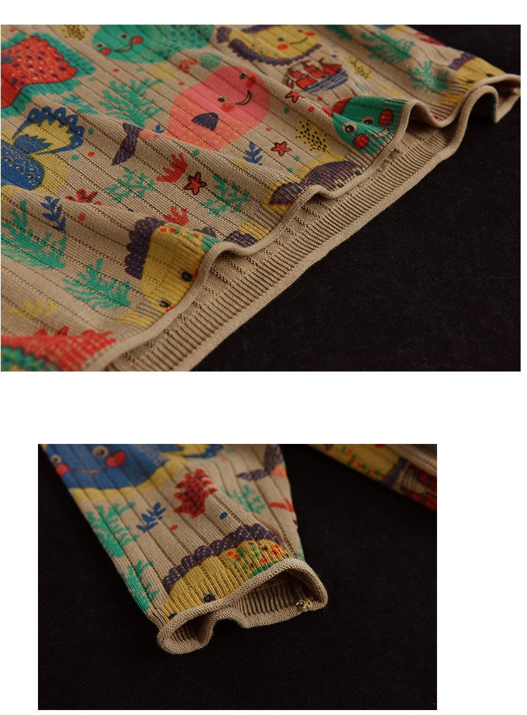 -print Cotton-knit Top