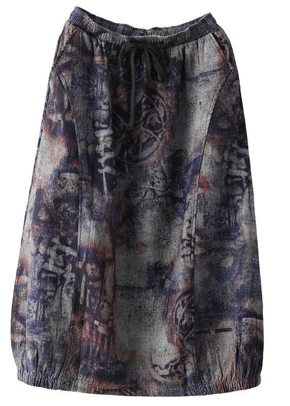 Brown Leopard Print Retro Print a Line Pockets Fall Skirts