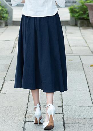 Simple Navy Cotton Skirt2024 Photography a Line Skirts Embroidery Dresses Summer Skirt