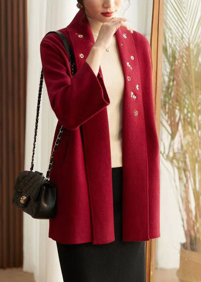 Red Embroideried Pockets Patchwork Knit Cardigans Fall