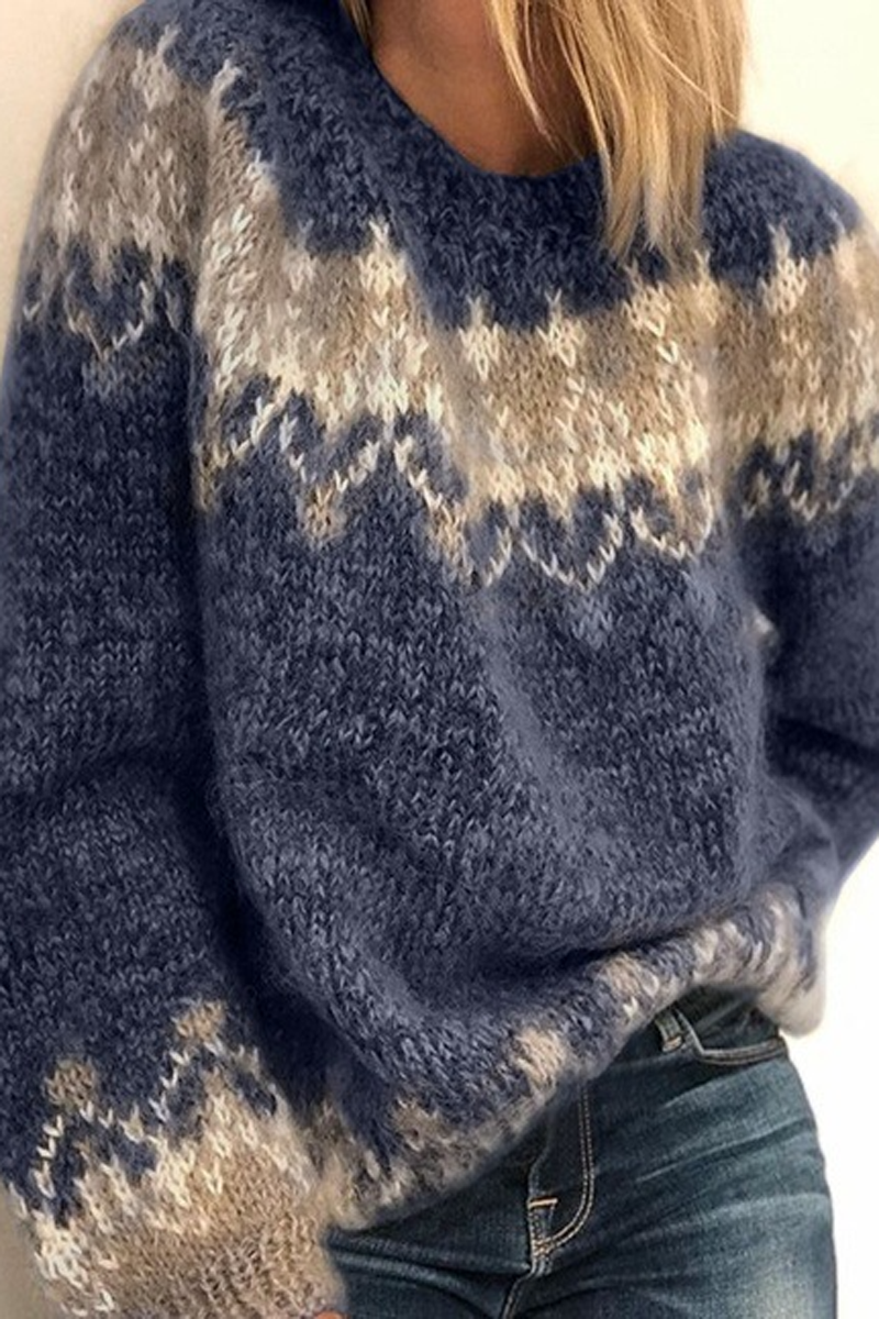 Jacquard Round Neck Sweater