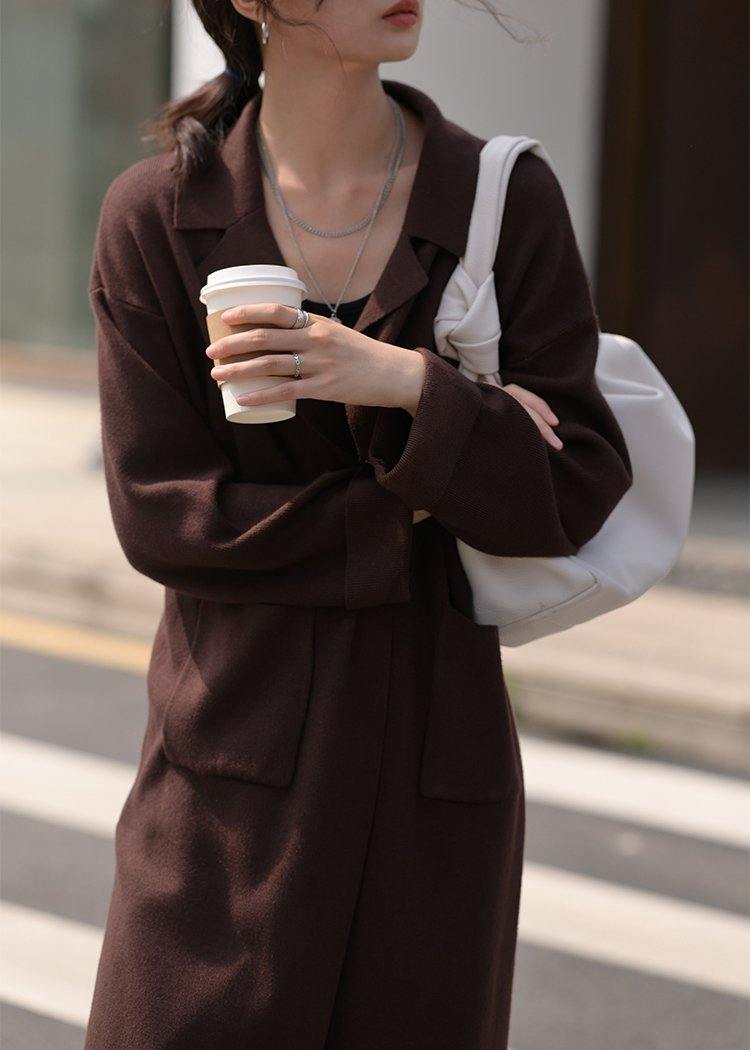 Pullover Chocolate Patchwork Knit Sweat Tops