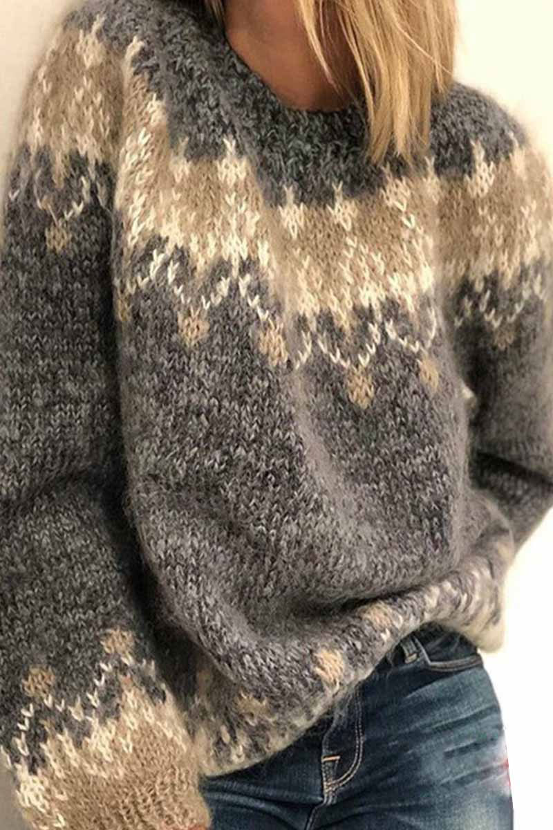 Loose Knitted Contrast Sweater